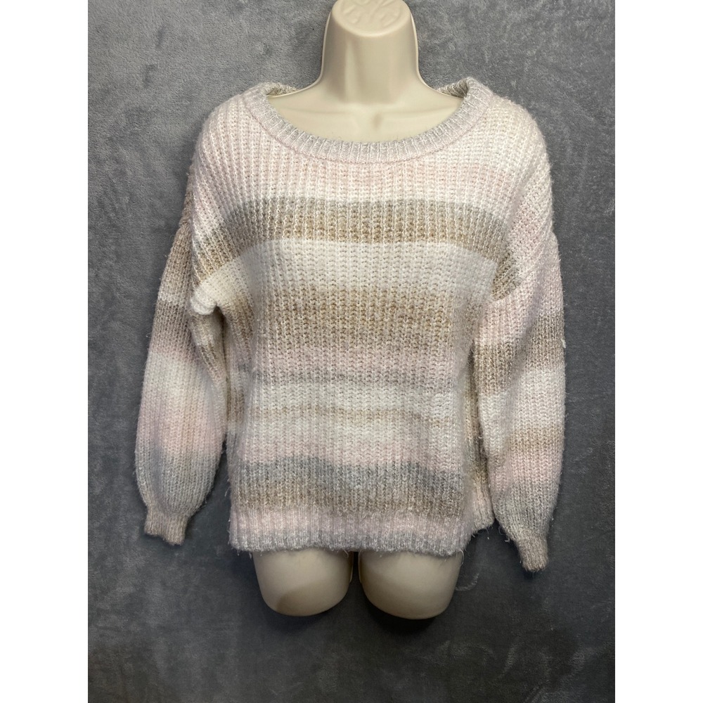 Cozy Striped‎ Knit Sweater Soft Pullover Women's Size Small